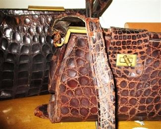 Two Vintage alligator purses