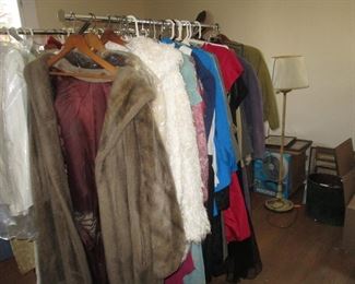 Vintage furs and sampling of many vintage dresses