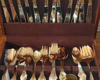 Royal Gold Electroplate Flatware with wooden box