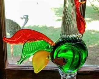 Large art glass Rooster