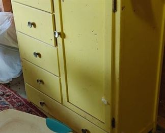 Vintage dresser painted yellow