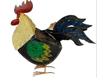 Wood and metal art rooster