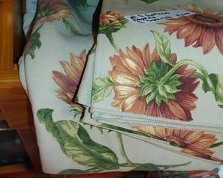 Sunflower linen tablecloth and napkins