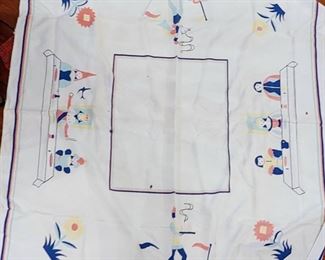 Vintage 40's linen Children's table cloth 