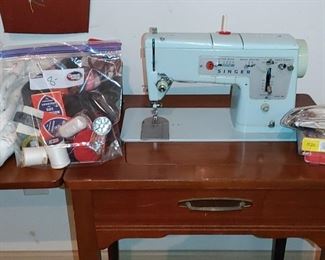 Vintage baby blue Singer sewing machine