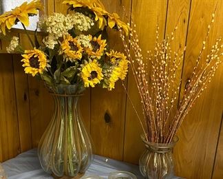 Vintage Wrought Iron/Glass Vases