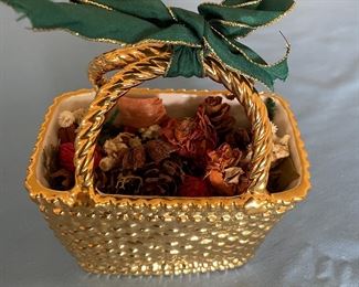 Gold Porcelain Basket Made in Italy