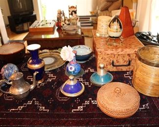 International collectibles, baskets, vases