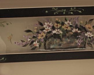 Framed Reverse Floral on Glass