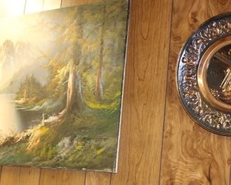 Landscape Art on Canvas, Copper Stove Cover Plate