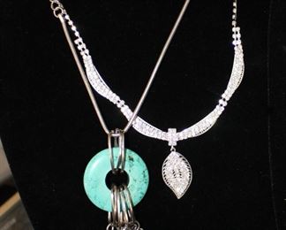 Turquoise Color and Rhinestone Necklaces