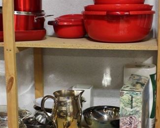 Red pans and Bowls, Toastmaster, Stainless Bowls, Pitcher