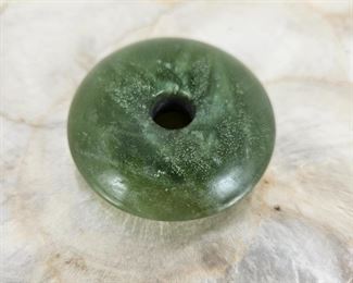 Thick Donut Shaped Round Jade Pendant over 2" in Diameter and 1/2" Thick. Weighs 75g !