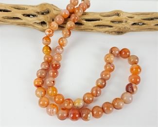  19" Necklace with Orange Carnelian Beads and Gold Tone Clasp
