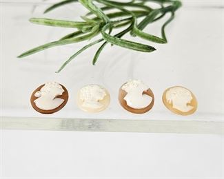 Set of Four Loose Shell Cameos for Jewelry - Each about 1/2" - 5/8"