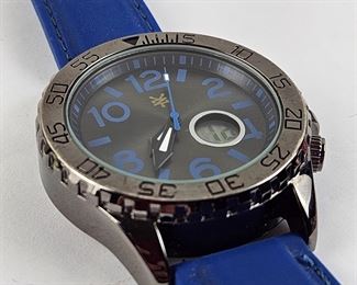  Large Men's Zoo York Oversized Sports Watch with Blue Rubber Band - 2" Diameter Face and 1" Band