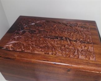 Caved wood box