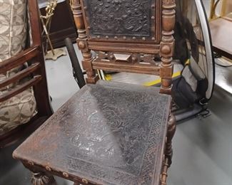 Tooled leather chair