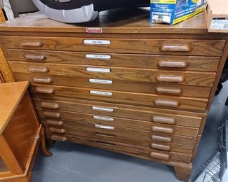Vintage wooden blueprint cabinet