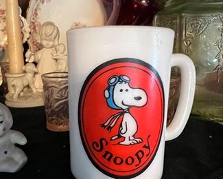 Vintage Snoopy Milk Glass Mug