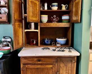 Vintage Kitchen Hoosier Cabinet with Porcelain Top