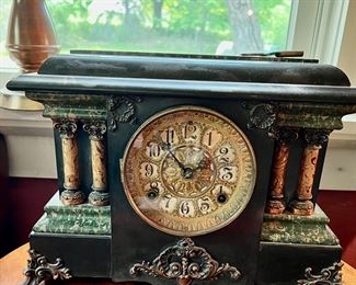 Antique SETH THOMAS faux green Mantle Clock