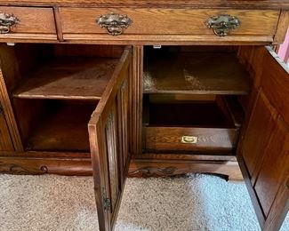 Antique carved sideboard buffet cabinet with mirror back purchased from an old historical southern mansion