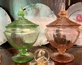 Depression glass candy dishes