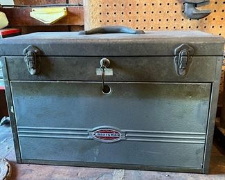 vintage metal Craftsman toolbox 