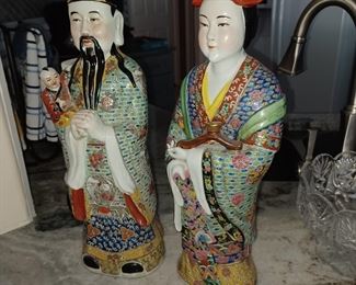 Large Republic of China Famitle Rose Porcelain couple