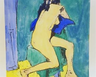1022	BUCKS COUNTY ARTIST WATERCOLOR OF NUDE WOMAN SIGNED BUTTERFIELD CORTLAND BUTTERFEILD, APPROXIMATELY 11 IN X 14 IN
