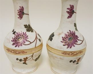 1060	PAIR OF ANTIQUE PORCELAIN HAND PAINTED VASES, SATIN FINISH, APPROXIMATELY 8 IN HIGH
