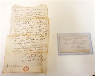 1063	LETTER FROM GOVENOR OF NJ 1815-1817 & LETTER 10TH SECRETARY OF NAVY UNDER PRSIDENT ANDREW JACKSON CIRCA 1830
