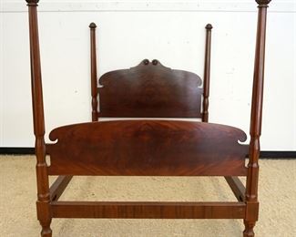 1080	ANTIQUE FLAMED MAHOGANY FULL SIZE 4 POSTER BED, APPROXIMATELY 65 IN HIGH

