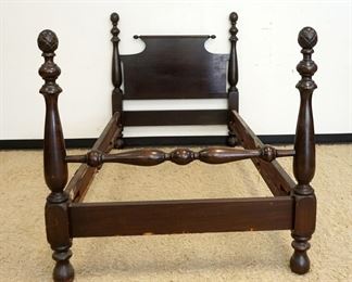 1081	MAHOGANY PINEAPPLE CARVED SINGLE BED, APPROXIMATELY 48 IN HIGH
