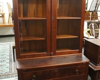 1086	EMPIRE MAHOGANY BOOKCASE TOP 2 PART SECRETARY, APPROXIMATELY 42 IN X 20 IN X 78 IN HIGH
