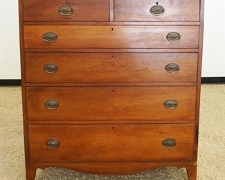 1092	ANTIQUE SOLID CHERRY TALL 6 DRAWER CHEST, APPROXIMATELY 41 IN X 21 IN X 53 IN HIGH
