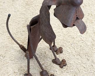 1105	FOLK ART METAL DOG SCULPTURE, APPROXIMATELY 16 IN X 21 IN X 23 IN HIGH
