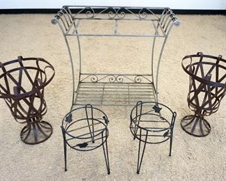 1107	ASSORTMENT OF OUTDOR METAL PLANTER HOLDERS, STANDS & TABLE
