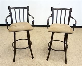 1113	PAIR OF WROUGHT IRON SWIVEL BAR STOOLS W/ARMS, APPROXIMATELY 45 IN HIGH
