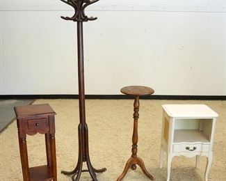 1120	LOT OF ASSORTED FURNITURE INCLUDING STANDS, BENTWOOD COAT RACK
