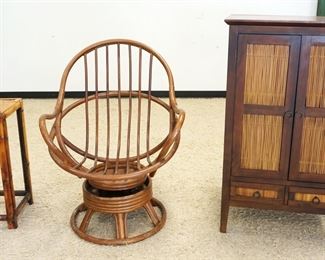 1121	FURNITURE LOT INCLUDING BENTWOOD SWIVEL ARM CHAIR, REEDED 2 DOOR 2 DRAWER CABINET & STAND
