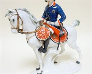 1128	KARL ENS LARGE PORCELAIN FIGURE OF SOLDIER ON A HORSE, APPROXIMATELY 13 1/2 IN HIGH
