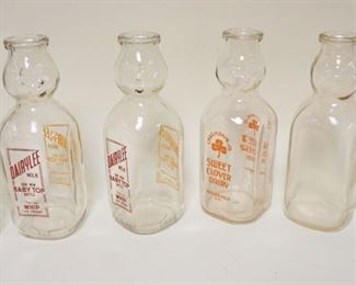 1166	LOT OF 6 ANTIQUE MILK BOTTLES, *BABY FACE*
