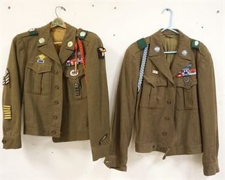 1175	2 US ARMY IKE FIELD JACKETS BOTH HAVE PINS & PATCHES, SIZE 36R & 38XL
