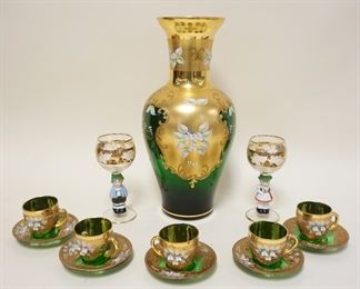 1243	BOHEMIAN GLASS LOT INCLUDING APPROXIMATELY 14 IN HIGH VASE
