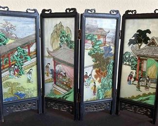 Painted Glass Panels In Wood Frame