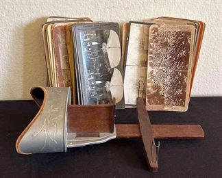 Underwood Underwood Stereoview Card Viewer Sun Sculpture Wooden Stereoscope With Cards