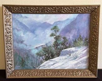 Winter Scene Signed Painting