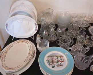 Serving platters, glass dishes